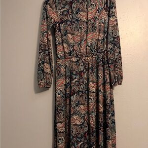 Talbots Multicolor Paisley Long Sleeve Dress